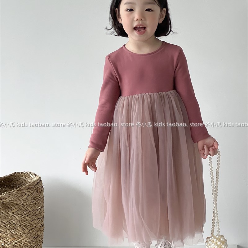 冬小瓜 女童公主裙春秋韩版小女孩宝宝洋气蓬蓬纱裙长袖连衣裙子