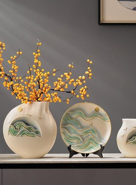 新中客式厅玄关轻奢摆件高端大气电视柜装饰品乔迁礼物博古架酒柜