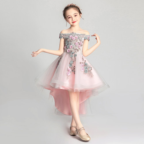 儿童礼服公主裙女童钢琴演出服小主持人婚纱裙花童晚礼服走秀洋气