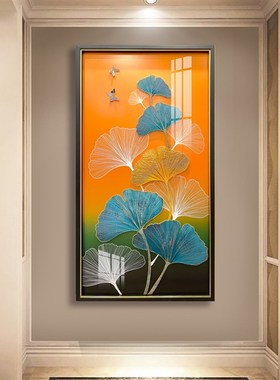 银杏叶橙色实物立体玄关画现代装饰画家居装饰墙饰时尚轻奢简约