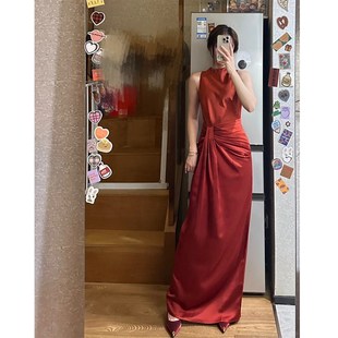 出阁宴 旗袍敬酒服红色订婚礼服裙夏结婚便装 新中式 晨袍女新娘无袖