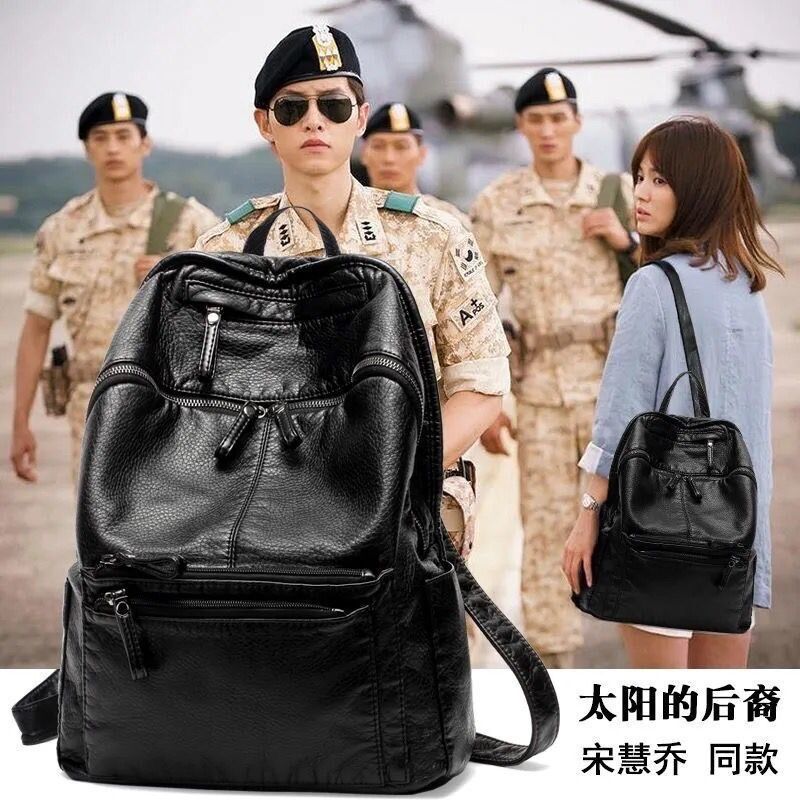 真皮软皮羊皮大容量背包新款简约百搭学生中年妈妈女旅行双肩书包