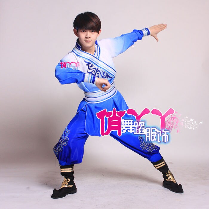 潇洒男生成人舞蹈服装 打鼓服短打蒙古典舞蹈演出服表演服蒙古男