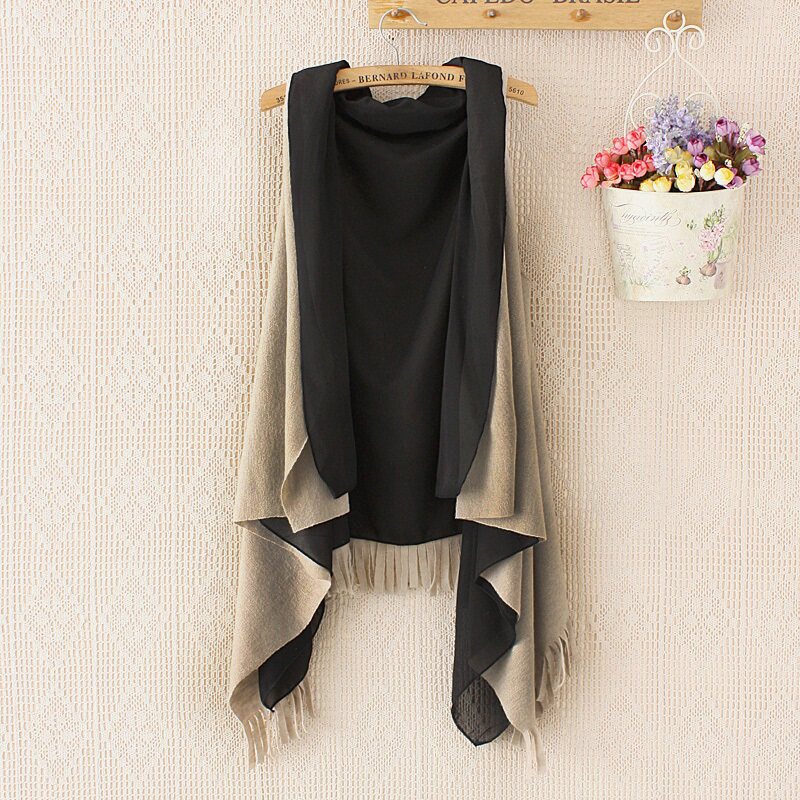 春秋百搭流苏针织开衫无袖马甲女春季显瘦坎肩中长款披肩秋季外搭