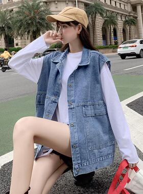 新款马甲2023春秋季牛仔外套女学生宽松韩版潮流百搭无袖外套上衣
