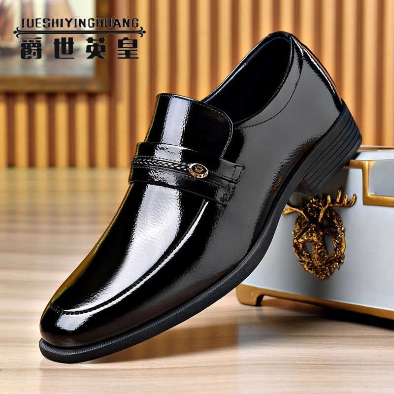 头层牛皮商务正装皮鞋男真皮正品夏季透气尖头男鞋青年英伦结婚潮