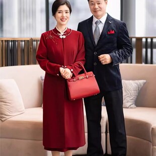 喜婆婆装 新款 两件套年轻气质显瘦连衣裙女 婚宴中式 高端旗袍妈妈装