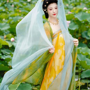 襦一坊丨凤池吟唐制齐胸大袖衫真丝宋锦顺纡绉扎染对襟披帛汉服女