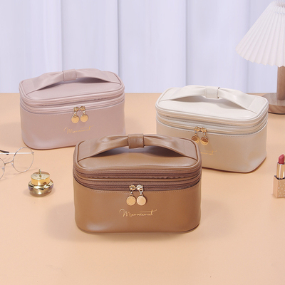 2024年新款化妆包分区旅行便携式皮质手提女高颜值大容量双层软皮