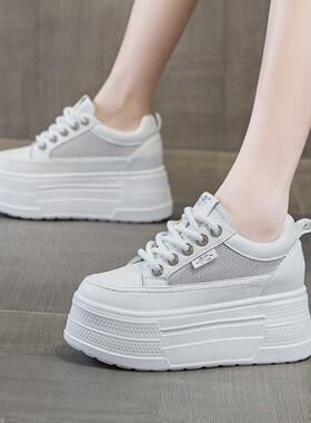 内增高小白鞋女鞋2l025夏季新款薄款透气网面厚底小个子8cm休闲鞋
