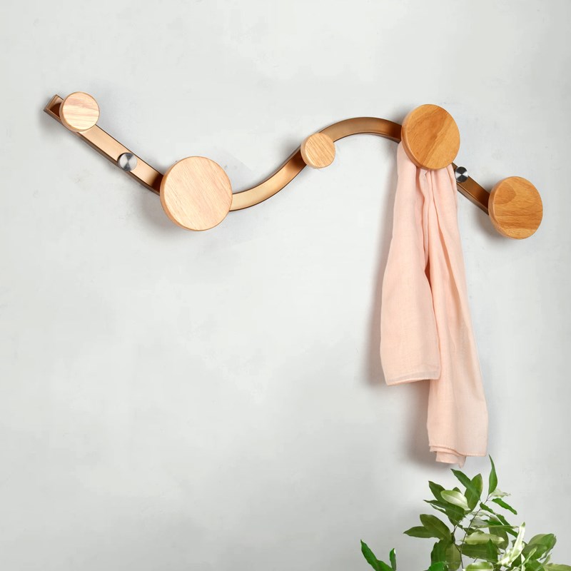 北欧创意玄关门后客厅卧室实木墙上挂衣架简约现代金属挂墙衣帽架