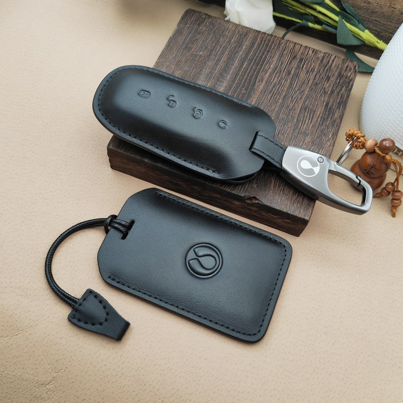 专用腾势X22款腾势d9卡片钥匙套n7N8汽车感应nfc卡包24款真皮扣男