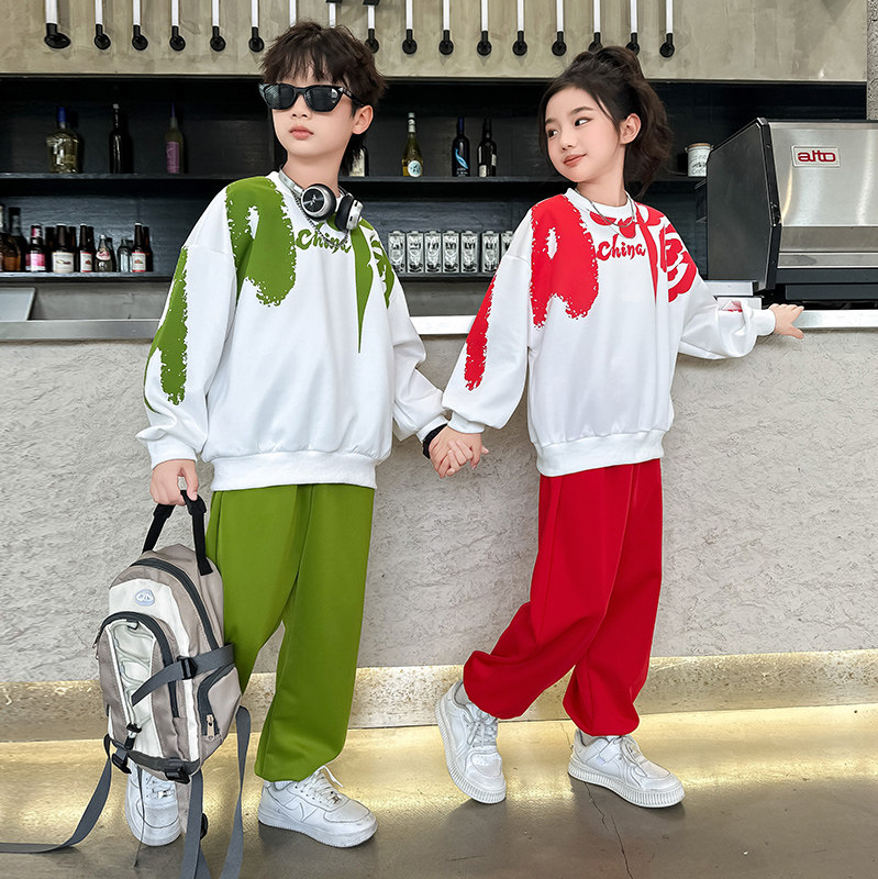 儿童啦啦队演出服秋季小学生运动会服装幼儿园体操表演服中国套装