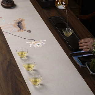 围炉煮茶绢本茶席新中式防水桌旗茶台布艺长条禅意干泡茶旗茶桌布