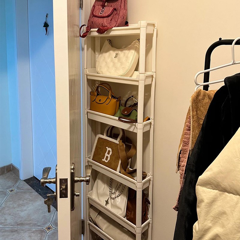 包包收纳整理置物架卧室卫生间门后超薄夹缝多层收纳架小推车落地