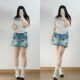 高腰显瘦牛仔短裙女胖mm韩版 300斤大码 女装 百搭设计感刺绣a字裙子