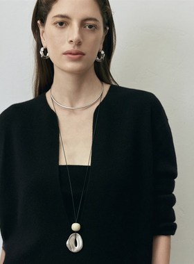 新款柔软挂坠项链皮绳关节长颈链高级简约毛衣配饰时尚百搭毛衣链