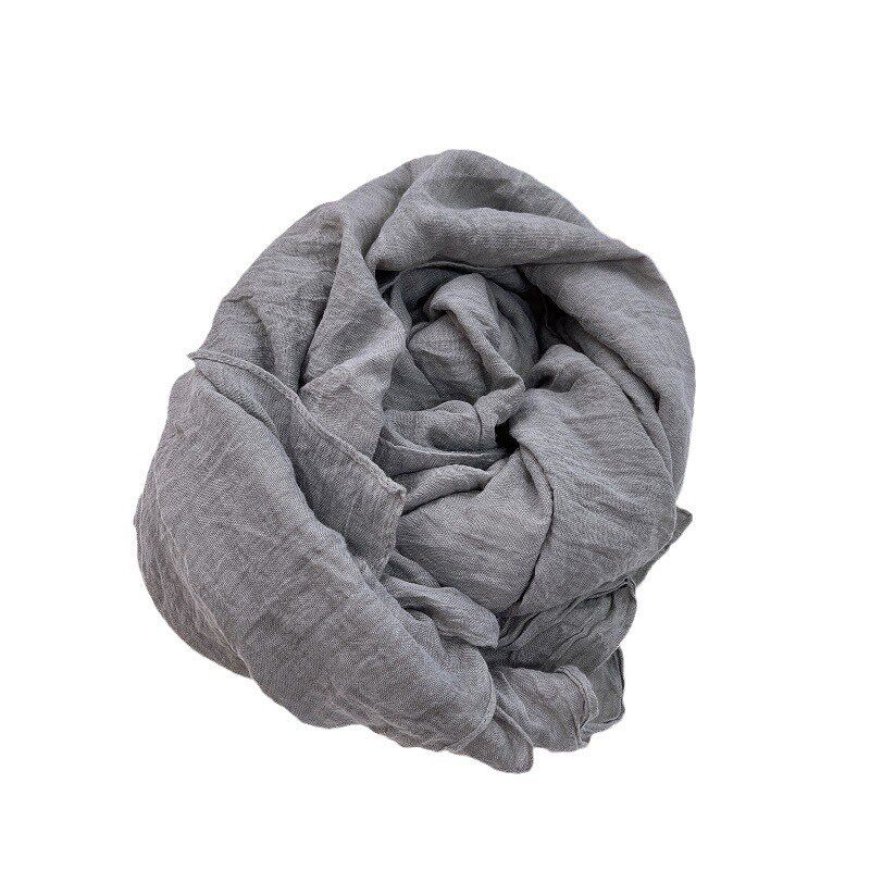 轻若无物 素色扎染棉麻围巾女薄款 2024春秋新款柔棉丝巾披肩纯色