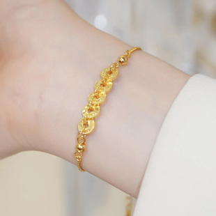 爆款碎冰冰五帝钱手链轻奢高级感项链颈链小众百搭脚链暴富送女友