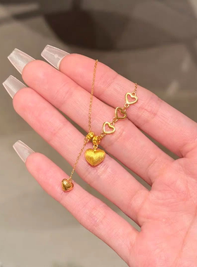 千金风金色爱心项链流苏Y字链女