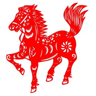 宣纸 俊马剪纸卡通马窗花镂空新年装饰马到成功双面红剪纸成品