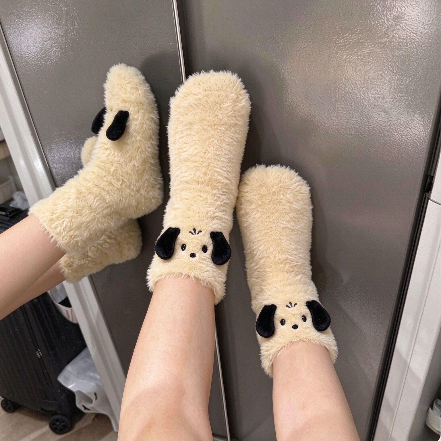 冬季居家睡眠袜可爱卡通狗狗防寒暖脚袜套加厚护脚脚套保暖神器