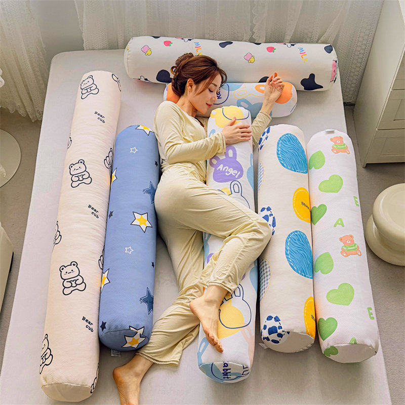 夏季冰丝圆柱抱枕头凉感糖果枕长条枕套纯色侧睡圆形外套睡觉夹腿