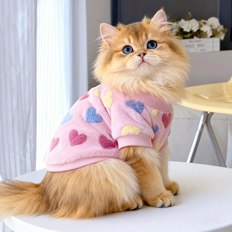 猫咪衣服秋冬法兰绒卫衣金渐层布偶蓝猫中小型犬冬天加绒可牵引衣