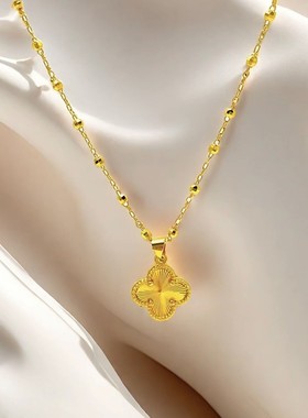 小红书爆款四叶草项链女款轻奢精致高级感爆闪花朵吊坠气质锁骨