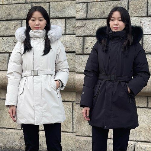 反季特价韩国鹅绒羽绒服女中长款狐狸毛领收腰显瘦保暖加厚外套冬
