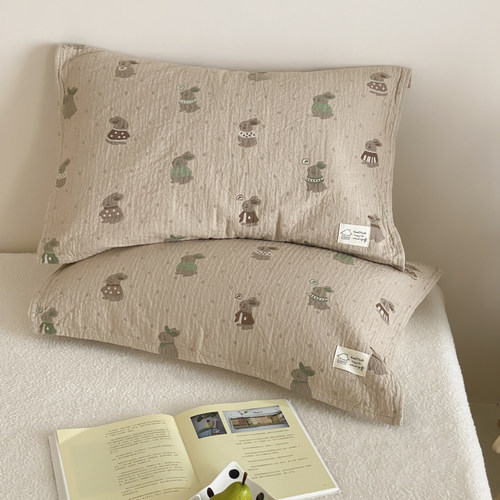 枕巾纯棉一对装全棉纱布防头油