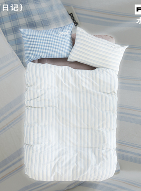gohm{秋雨日记}全棉水洗棉中古条纹简约美好商店at home四件套