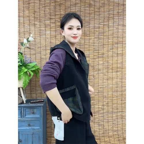 印花休闲洋气减龄连帽牛仔马甲