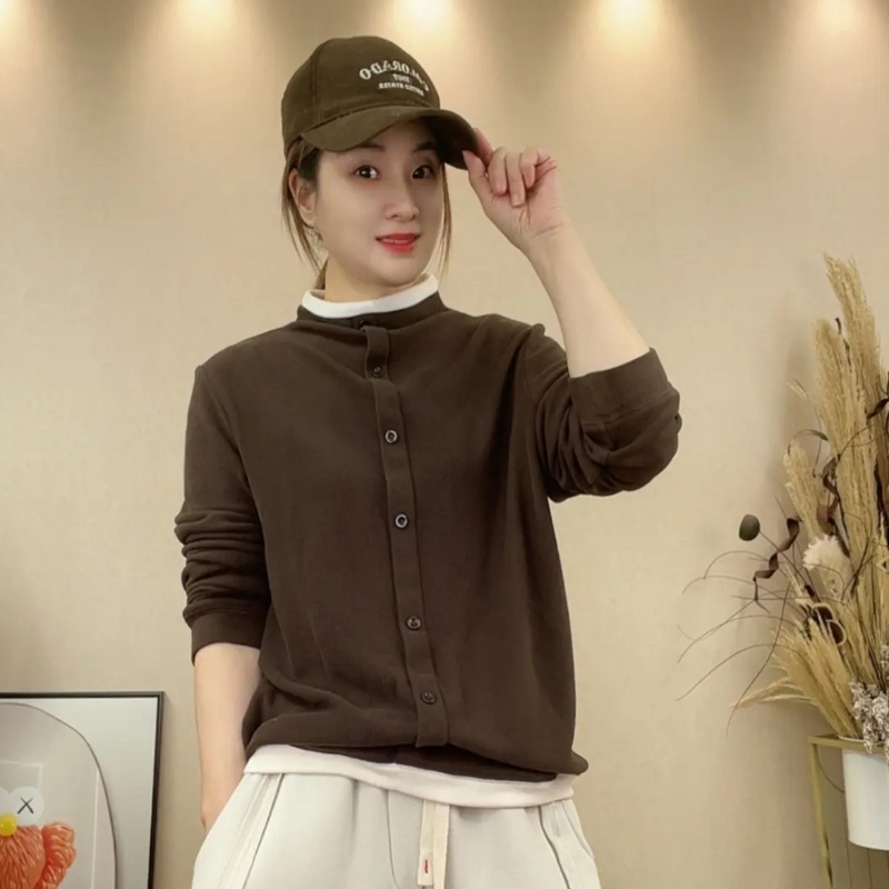 双面德绒长袖保暖卫衣打底撞色