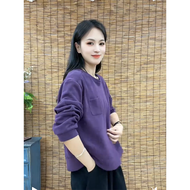 休闲圆领长袖上衣打底衫