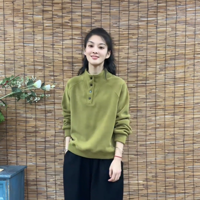 双面奥粒绒立领卫衣女