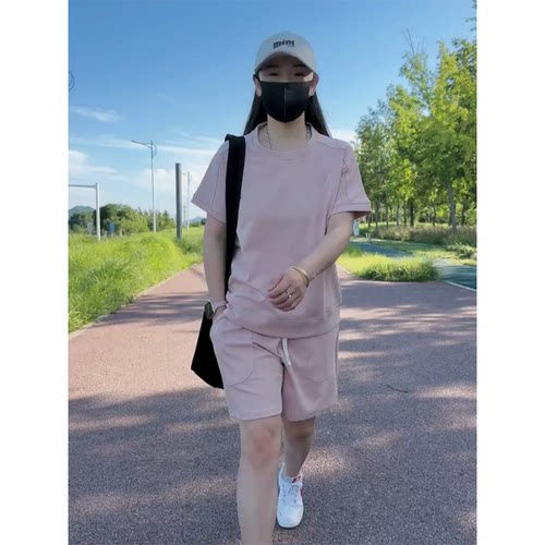 短袖休闲显瘦减龄短裤两件套