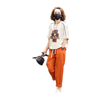 休闲宽松凉快时尚套装女2025夏款大码洋气字母印花短袖T恤两件套