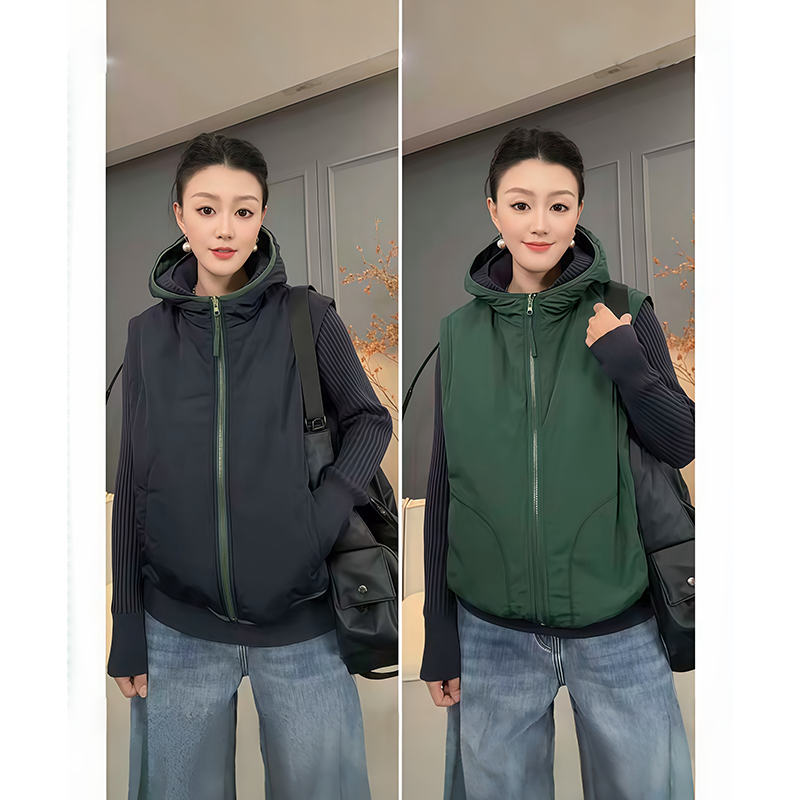 撞色时尚加棉两面穿马甲女2025