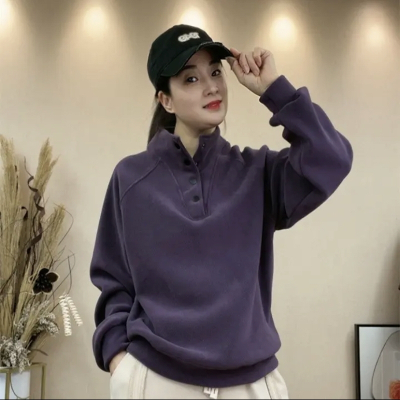 奥粒绒加厚立领卫衣女