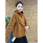 2025秋冬新款双面奥粒绒外套女时尚休闲宽松连帽保暖撞色百搭卫衣