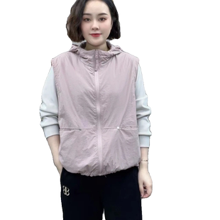 双面穿马甲女2026年春秋新款简约防晒连帽外套宽松百搭拉链上衣潮