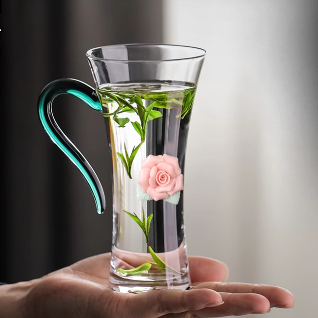 女士个人专用绿茶杯水晶