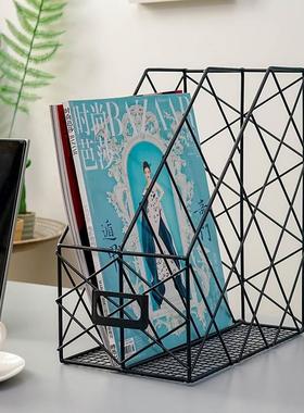 极速l文件杂办公室m品桌面收纳盒何摆件装饰 志ins几铁艺置物用架