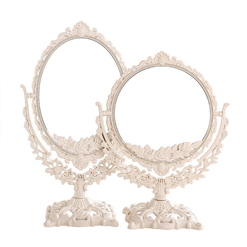 极速欧式高清化妆镜子台式超大号学生宿舍桌面复古双面Z放大椭圆