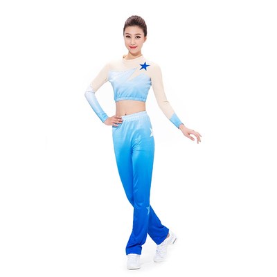 极速新款健美操套装女成人团体舞蹈竞技体操演Q出服拉拉队演出服