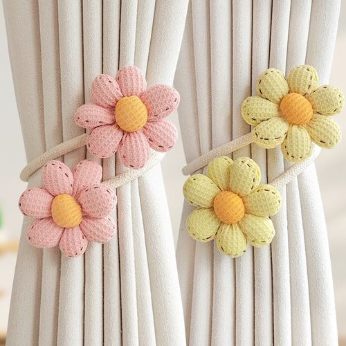 极速可爱花朵窗帘扣捆p绑带一对装现代绑饰纱帘收拢夹扎束扣环窗