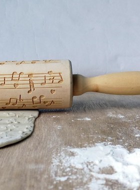 极速Easter Day Embossing Wood Rolling Pin forP DIY Baking Co
