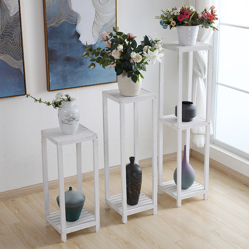 极速室内b实木新中式花架子客厅阳台落地放花盆的多层木质盆景架