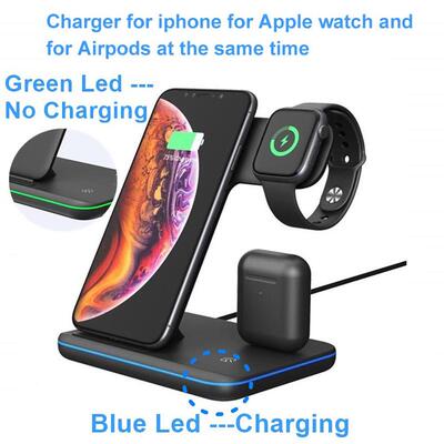 极速3 in 1 Qhi Wireless Charger Stand for Apple Watch 6 5 4